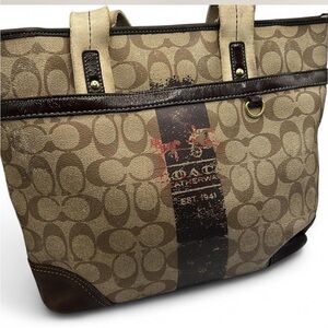 Coach Heritage Stripe Signature Tote Bag